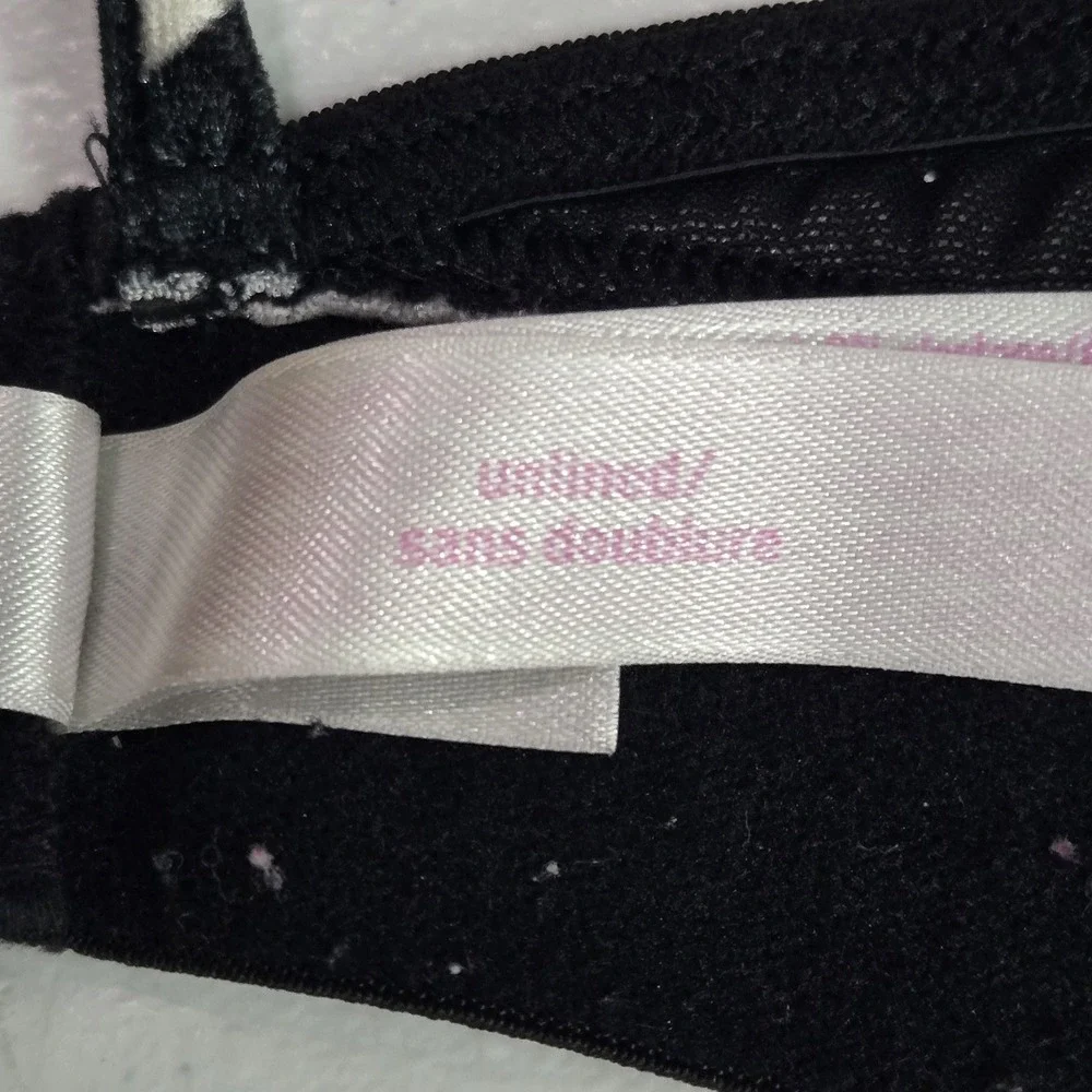 PINK Women Bra Small Black Leaf Bralette Wireless‎ Mesh Strappy Pullover